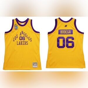 Mitchell & Ness my towns Bodega Lakers basketball Jersey Gold Purple mens medium